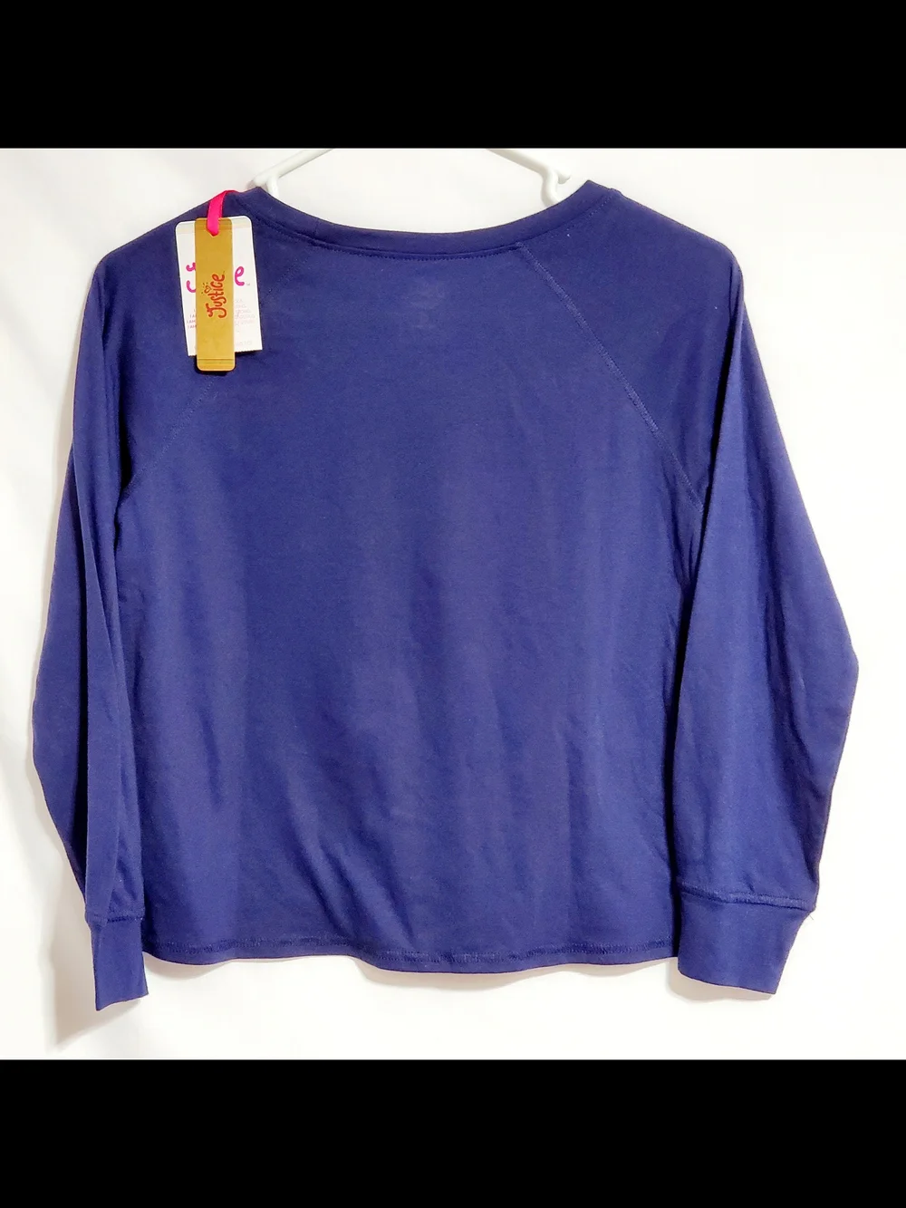 Justice Medium(10) Navy Shirt with Neon Rainbow Winter Graphic